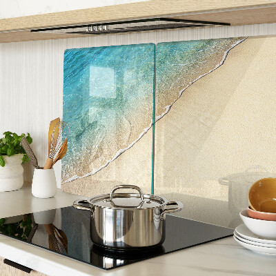 Tagliere in vetro temperato con motivo spiaggia e onde marine