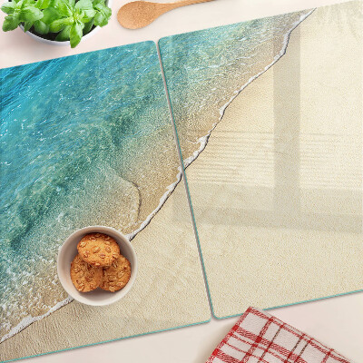 Tagliere in vetro temperato con motivo spiaggia e onde marine
