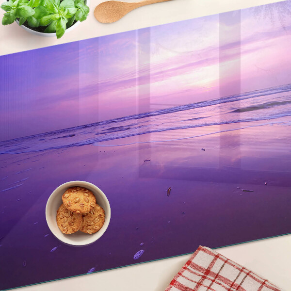 Tagliere in vetro temperato con stampa 'Tramonto sul mare'