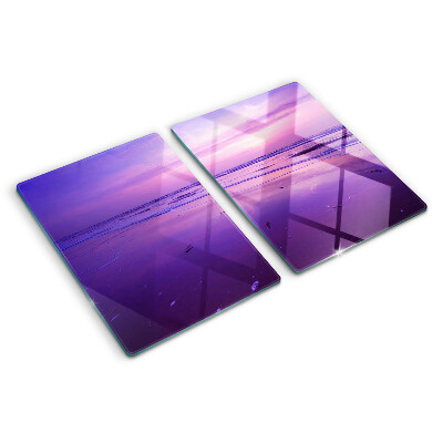 Tagliere in vetro temperato con stampa 'Tramonto sul mare'