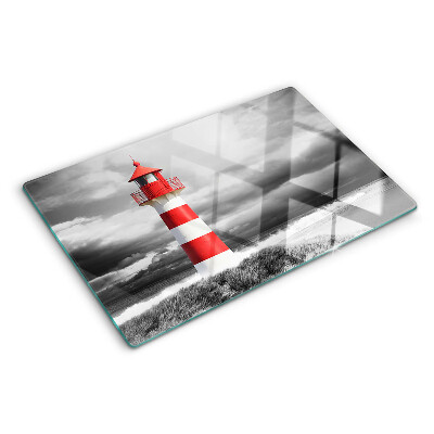 Tagliere in vetro temperato con stampa raffigurante un faro nel paesaggio