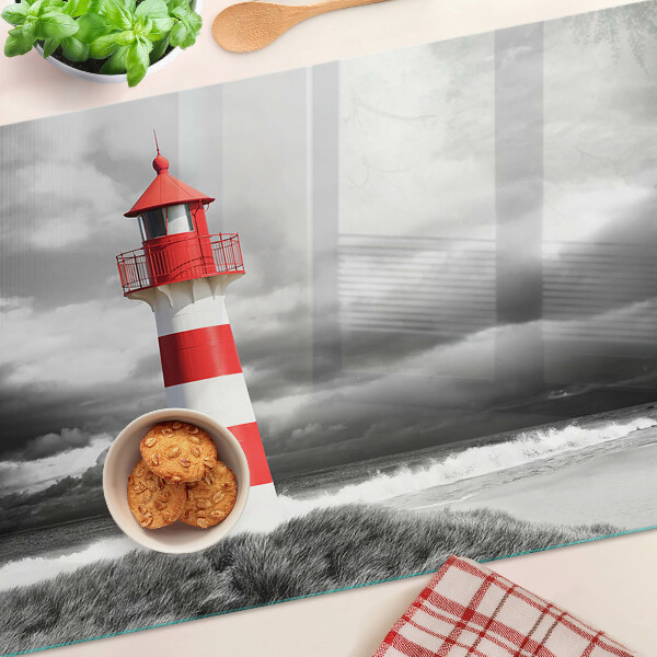 Tagliere in vetro temperato con stampa raffigurante un faro nel paesaggio