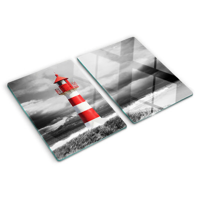 Tagliere in vetro temperato con stampa raffigurante un faro nel paesaggio