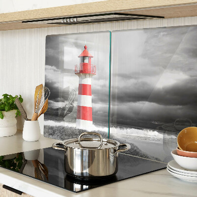 Tagliere in vetro temperato con stampa raffigurante un faro nel paesaggio