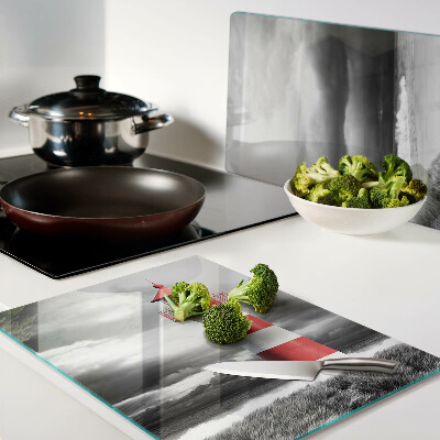 Tagliere in vetro temperato con stampa raffigurante un faro nel paesaggio