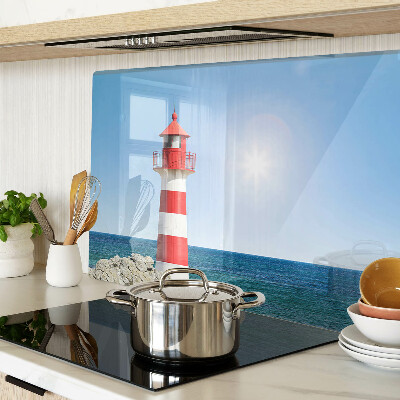 Tagliere in vetro con stampa 'Faro sull'oceano'