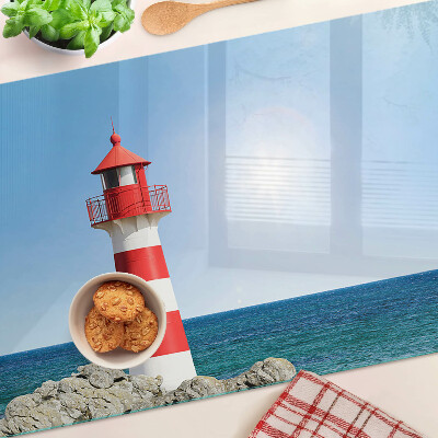 Tagliere in vetro con stampa 'Faro sull'oceano'