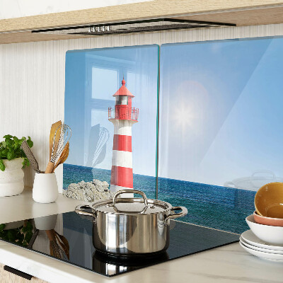 Tagliere in vetro con stampa 'Faro sull'oceano'