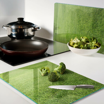 Tagliere in vetro temperato con motivo erba verde