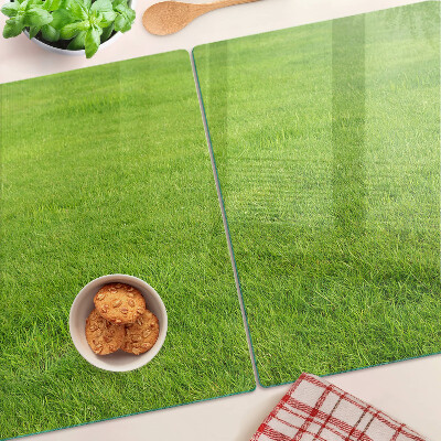 Tagliere in vetro temperato con motivo erba verde