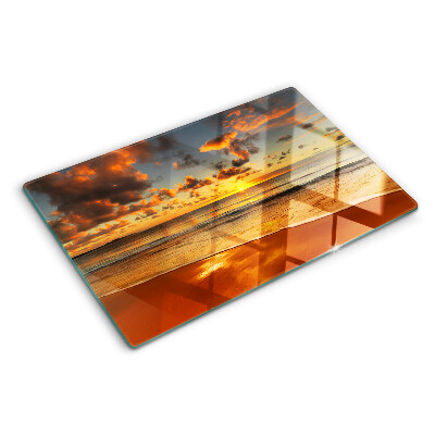 Tagliere in vetro temperato Tramonto sul mare
