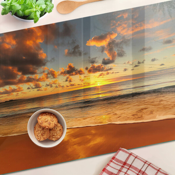 Tagliere in vetro temperato con stampa 'Tramonto sul mare'