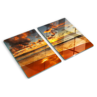 Tagliere in vetro temperato con stampa 'Tramonto sul mare'