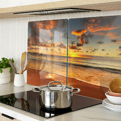 Tagliere in vetro temperato con stampa 'Tramonto sul mare'