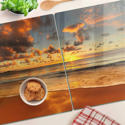 Tagliere in vetro temperato con stampa 'Tramonto sul mare'