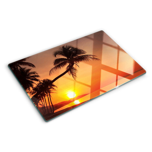 Tagliere in vetro temperato con stampa Tramonto sulla spiaggia