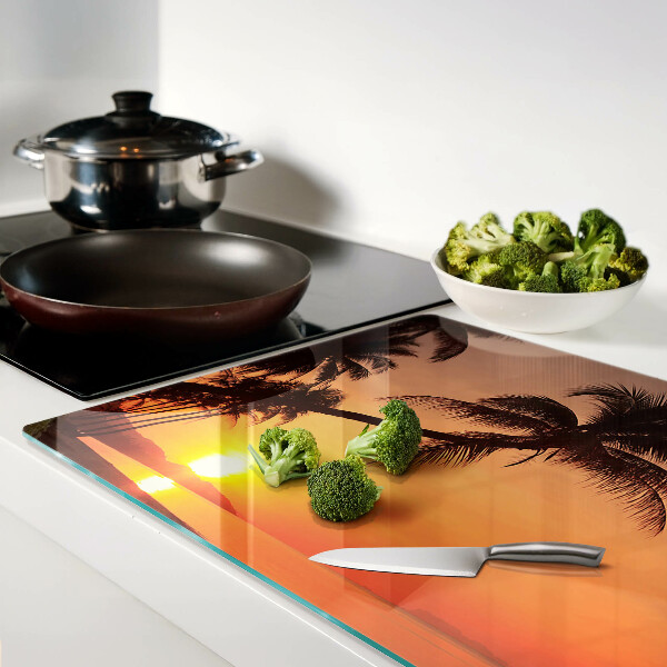 Tagliere in vetro temperato con stampa Tramonto sulla spiaggia