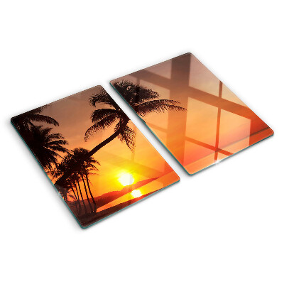 Tagliere in vetro temperato con stampa Tramonto sulla spiaggia