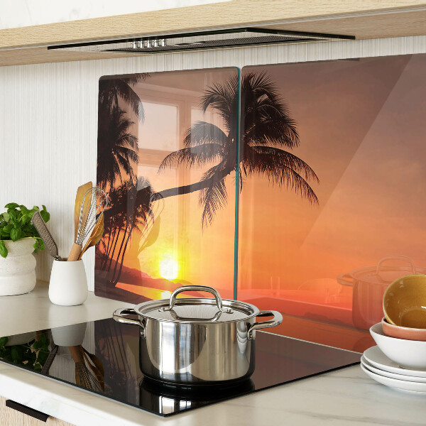 Tagliere in vetro temperato con stampa Tramonto sulla spiaggia