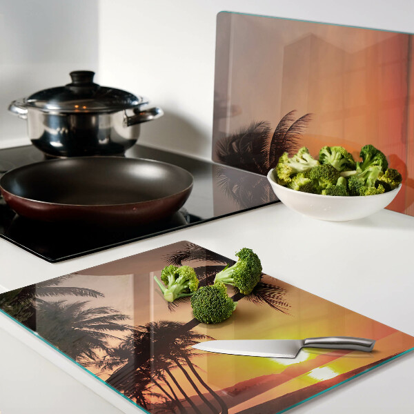 Tagliere in vetro temperato con stampa Tramonto sulla spiaggia