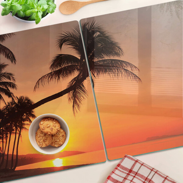 Tagliere in vetro temperato con stampa Tramonto sulla spiaggia