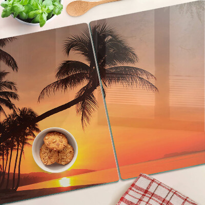 Tagliere in vetro temperato con stampa Tramonto sulla spiaggia