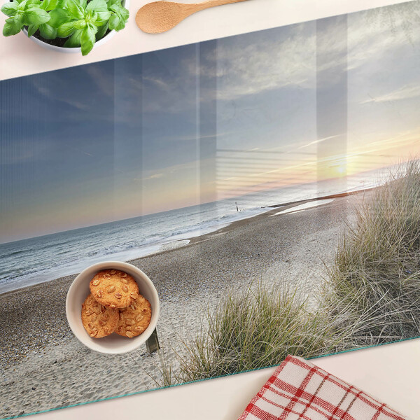 Tagliere in vetro con motivo Spiaggia al tramonto