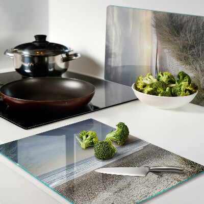 Tagliere in vetro con motivo Spiaggia al tramonto