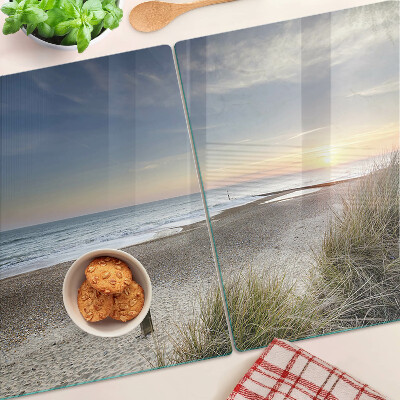 Tagliere in vetro con motivo Spiaggia al tramonto