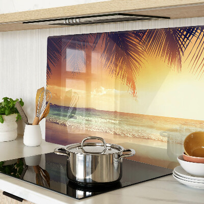 Tagliere in vetro con stampa 'Tramonto sulla spiaggia'