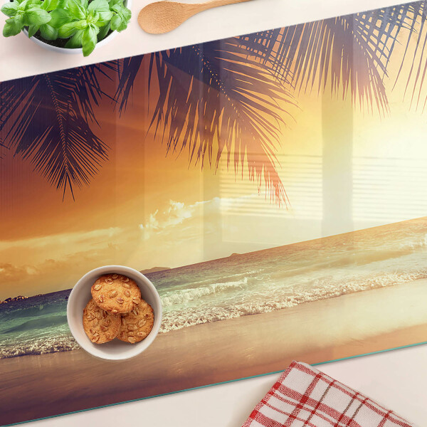 Tagliere in vetro con stampa 'Tramonto sulla spiaggia'