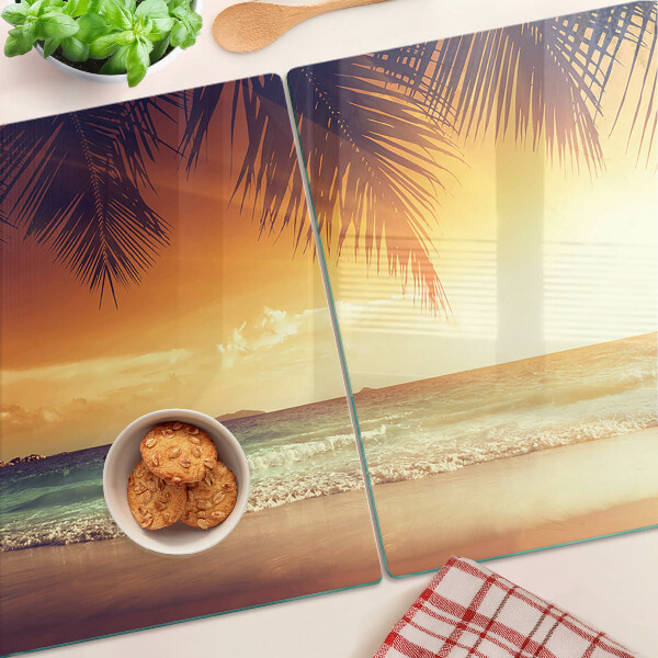 Tagliere in vetro con stampa 'Tramonto sulla spiaggia'