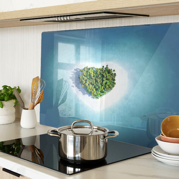 Tagliere in vetro temperato con motivo isola e palme