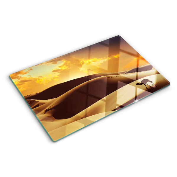 Tagliere in vetro temperato con stampa di un paesaggio desertico al tramonto