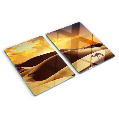 Tagliere in vetro temperato con stampa di un paesaggio desertico al tramonto