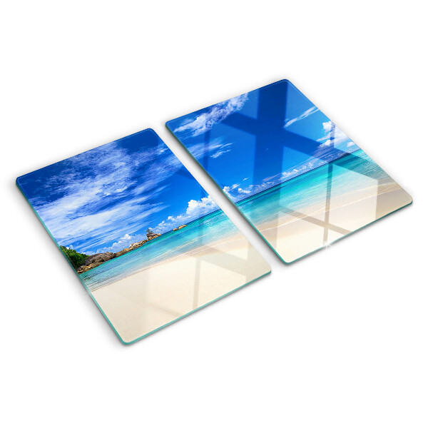 Tagliere in vetro Spiaggia tropicale con cielo azzurro