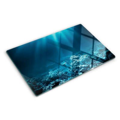 Tagliere in vetro temperato con motivo paesaggio sottomarino e barriera corallina