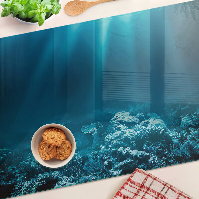 Tagliere in vetro temperato con motivo paesaggio sottomarino e barriera corallina