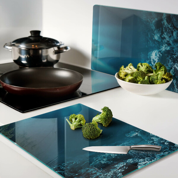 Tagliere in vetro temperato con motivo paesaggio sottomarino e barriera corallina