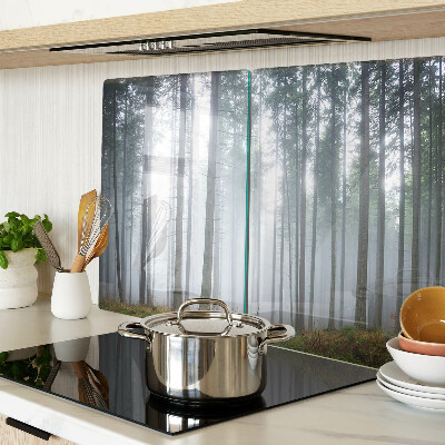 Tagliere in vetro con motivo Foresta nebbiosa