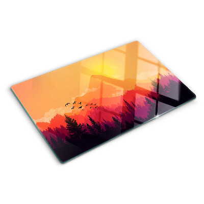 Tagliere in vetro temperato Paesaggio montano al tramonto