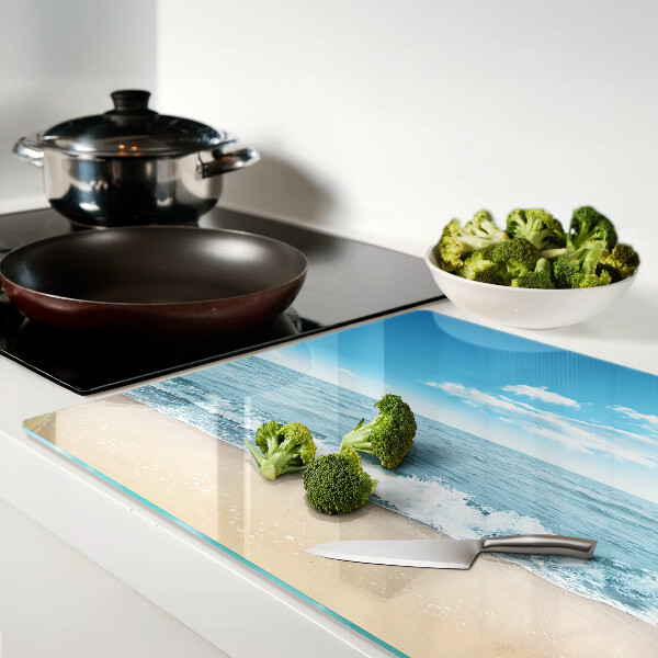 Tagliere in vetro temperato con motivo spiaggia e mare