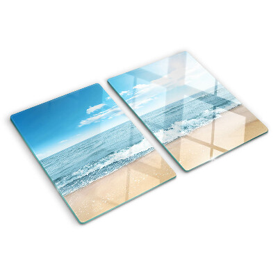 Tagliere in vetro temperato con motivo spiaggia e mare