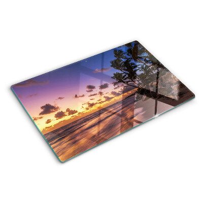 Tagliere in vetro con stampa 'Tramonto sulla spiaggia'
