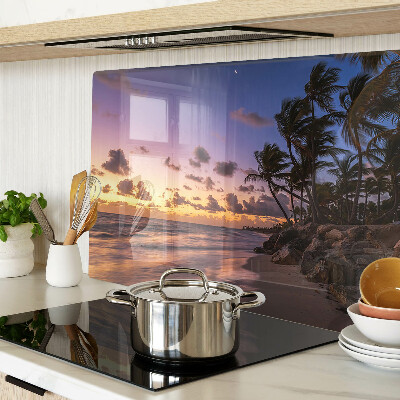 Tagliere in vetro con stampa 'Tramonto sulla spiaggia'