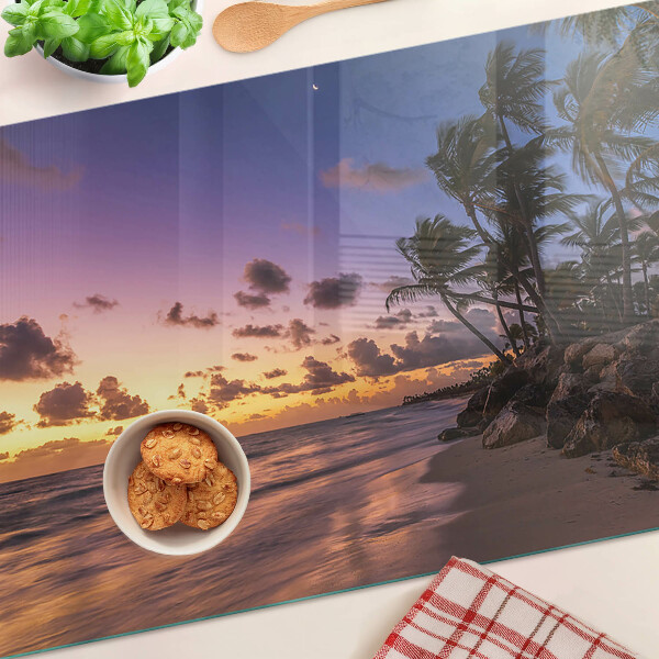 Tagliere in vetro con stampa 'Tramonto sulla spiaggia'