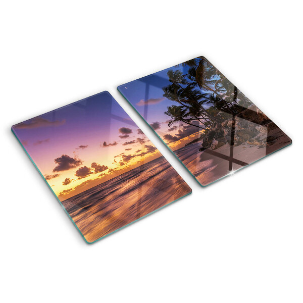 Tagliere in vetro con stampa 'Tramonto sulla spiaggia'