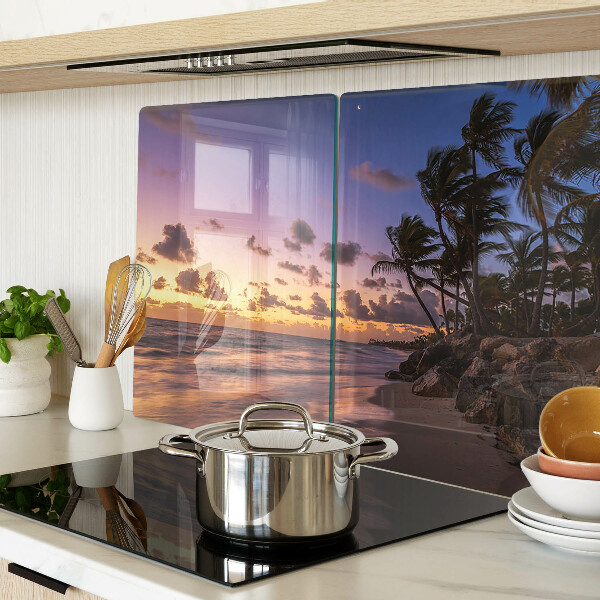 Tagliere in vetro con stampa 'Tramonto sulla spiaggia'