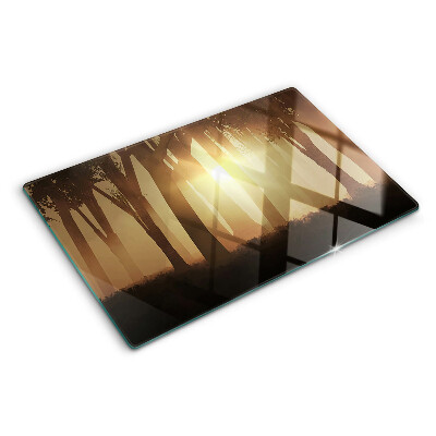 Tagliere in vetro temperato Tramonto nel bosco