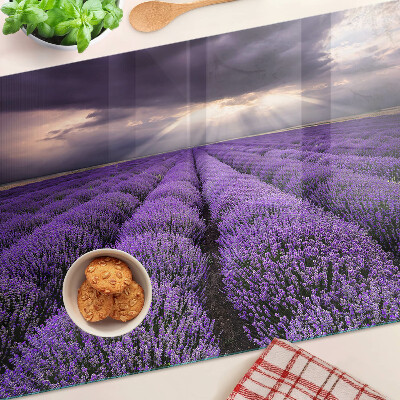 Tagliere in vetro con stampa a motivo campo di lavanda al tramonto